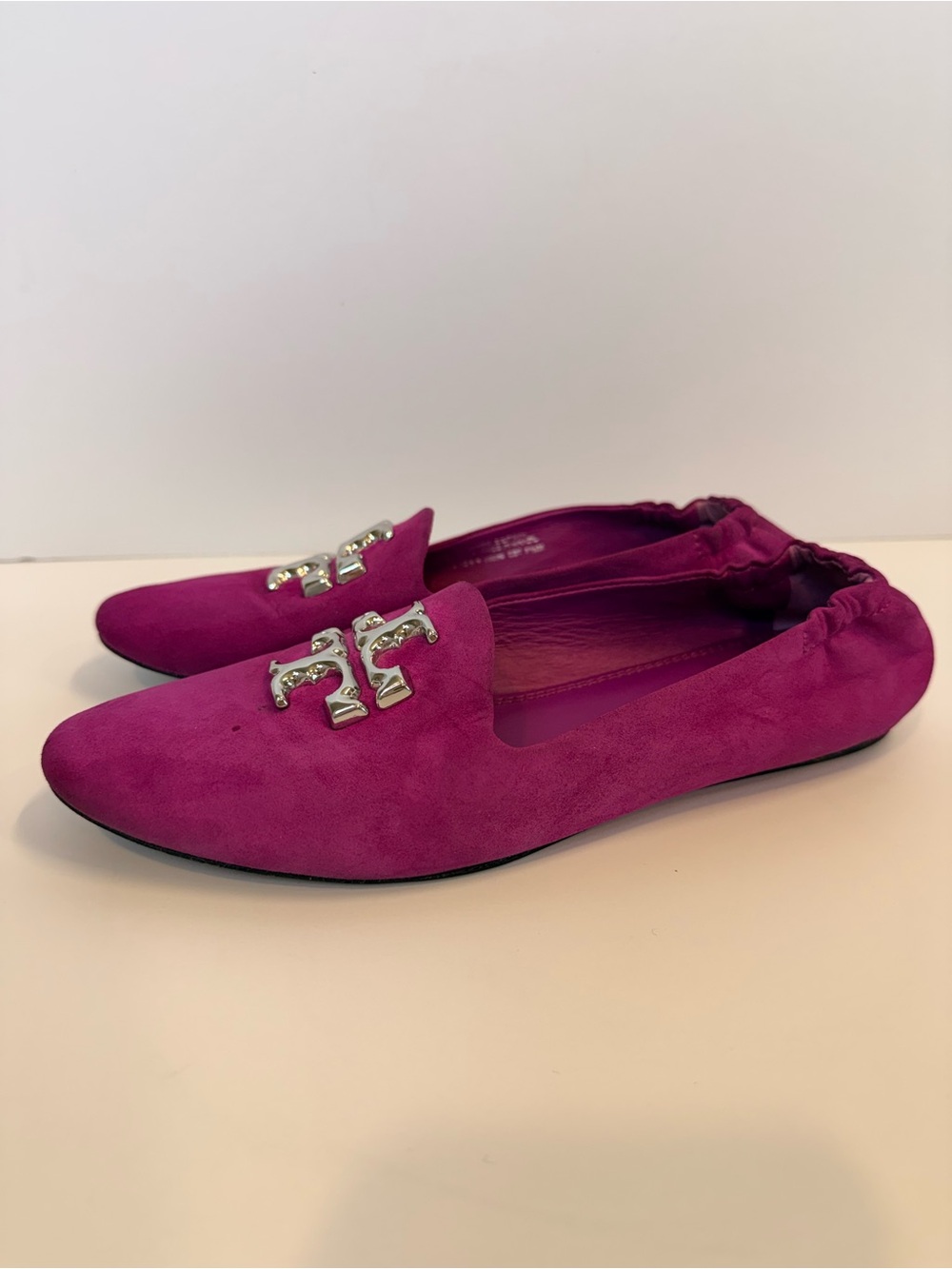 Tory Burch Eleanor Loafer Suede Fuchsia Pink Flats Size 7.5 - Picture 7 of 11